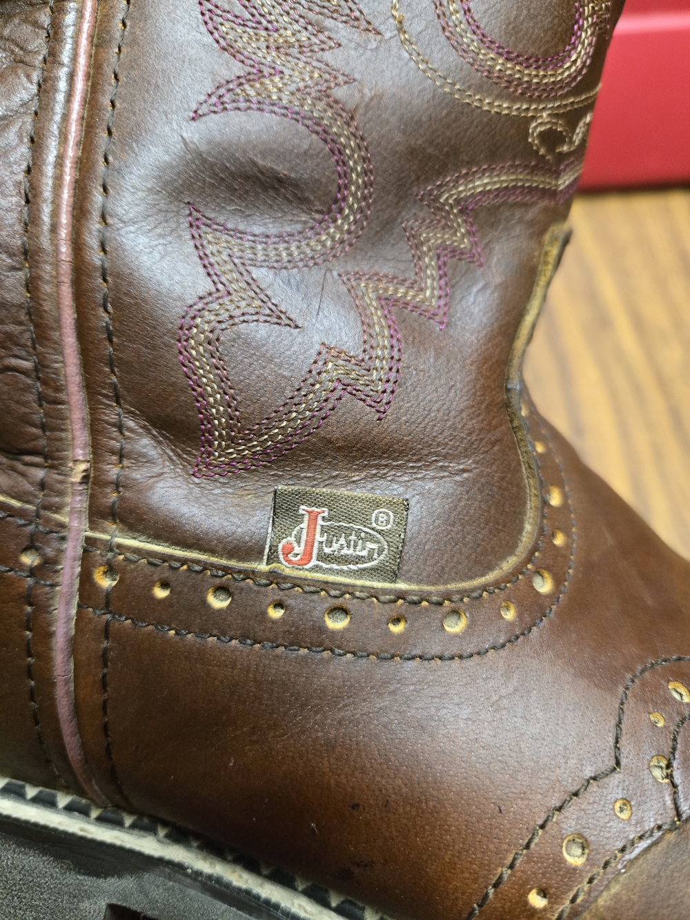 Justin Boots Brown Leather Cowgirl Boots - Picture 8 of 8